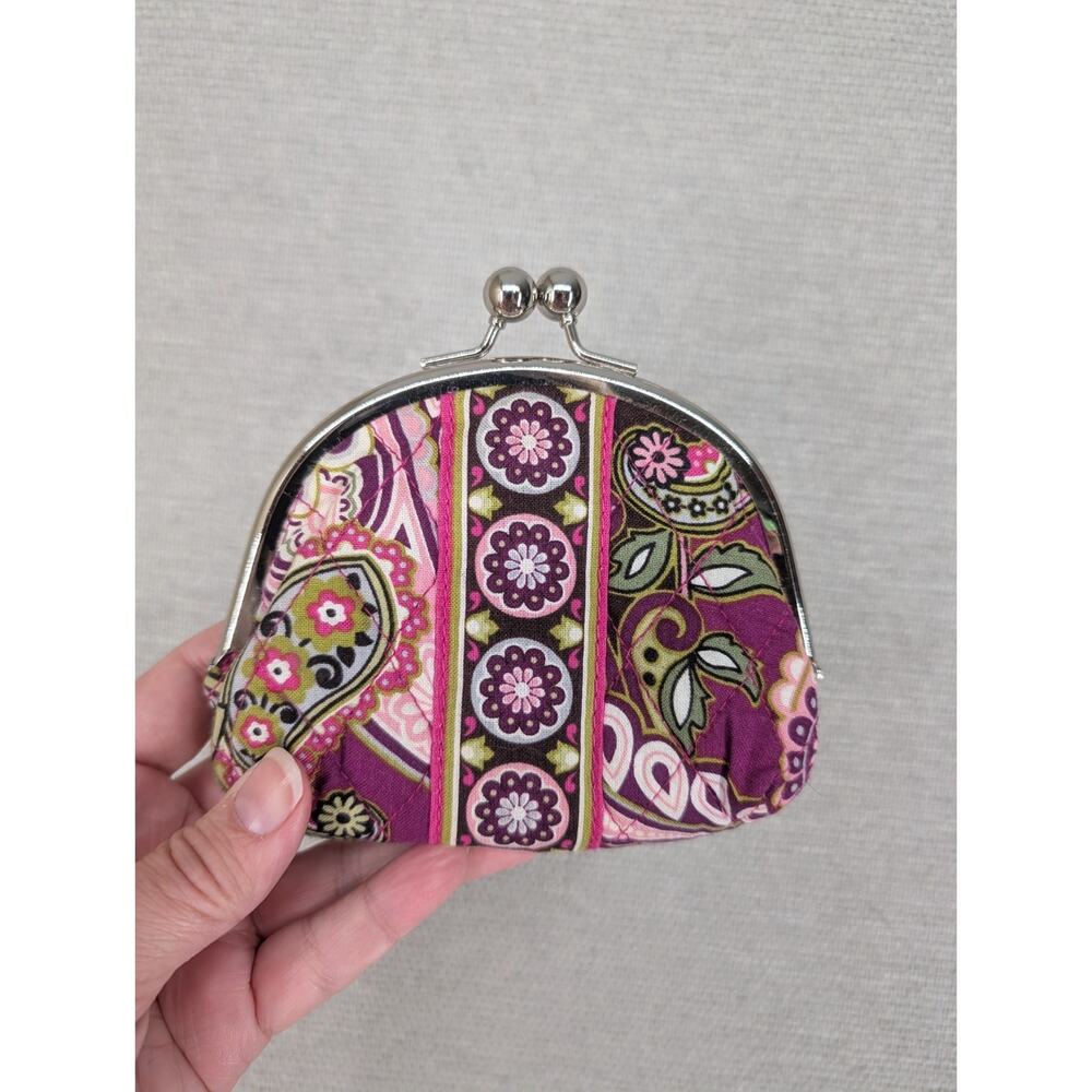 Vera Bradley Very Berry Paisley Double Kiss Kisslock Coin Change Purse Cute